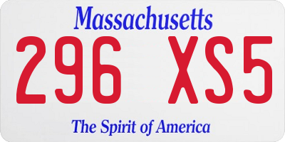 MA license plate 296XS5