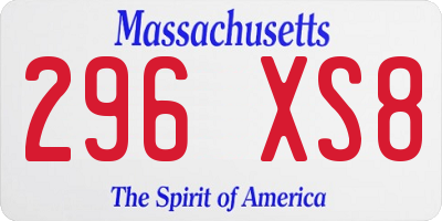 MA license plate 296XS8
