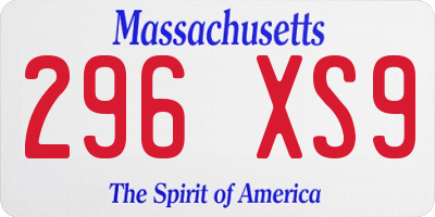 MA license plate 296XS9