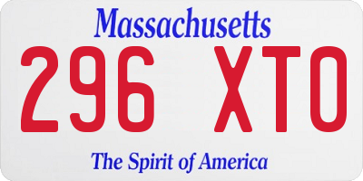 MA license plate 296XT0