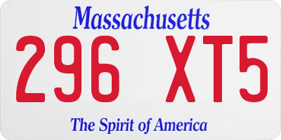 MA license plate 296XT5