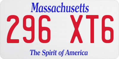 MA license plate 296XT6