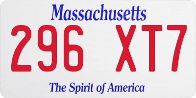 MA license plate 296XT7