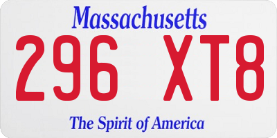 MA license plate 296XT8
