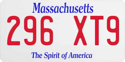 MA license plate 296XT9