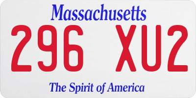 MA license plate 296XU2