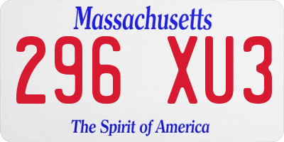 MA license plate 296XU3