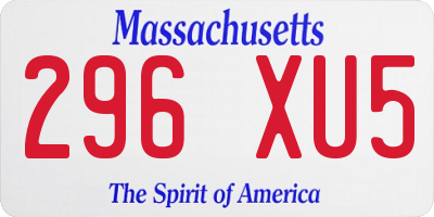 MA license plate 296XU5