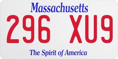 MA license plate 296XU9