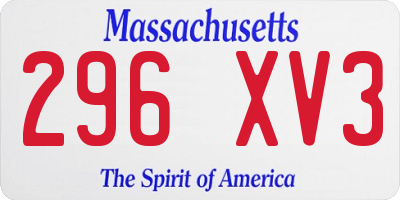 MA license plate 296XV3