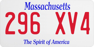 MA license plate 296XV4