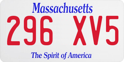 MA license plate 296XV5