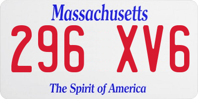 MA license plate 296XV6