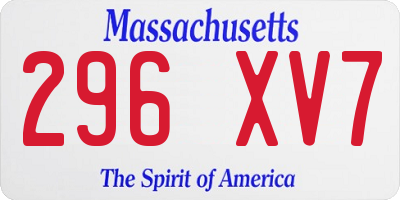 MA license plate 296XV7