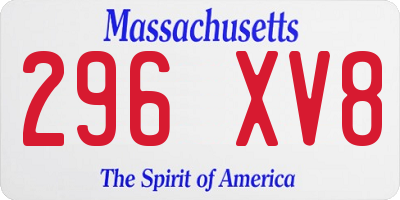 MA license plate 296XV8