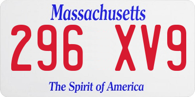 MA license plate 296XV9