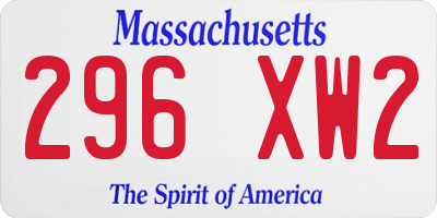 MA license plate 296XW2