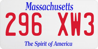 MA license plate 296XW3