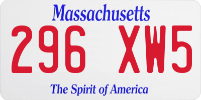 MA license plate 296XW5