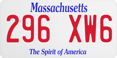 MA license plate 296XW6