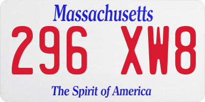 MA license plate 296XW8