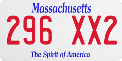 MA license plate 296XX2