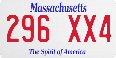 MA license plate 296XX4