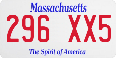 MA license plate 296XX5