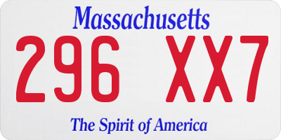 MA license plate 296XX7