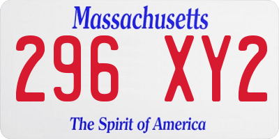 MA license plate 296XY2