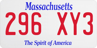 MA license plate 296XY3