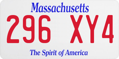 MA license plate 296XY4