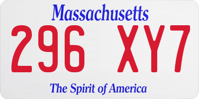 MA license plate 296XY7