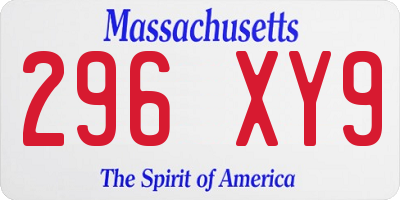 MA license plate 296XY9