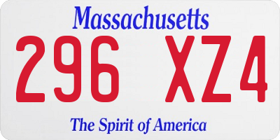 MA license plate 296XZ4