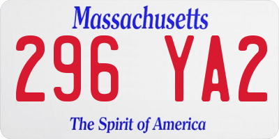 MA license plate 296YA2