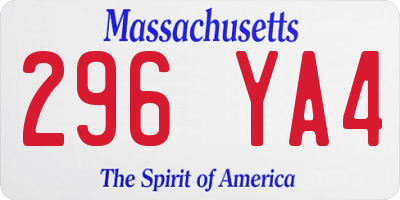 MA license plate 296YA4