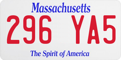 MA license plate 296YA5