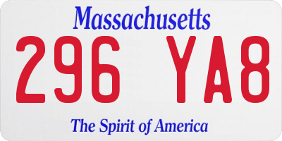 MA license plate 296YA8