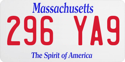 MA license plate 296YA9