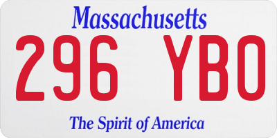 MA license plate 296YB0