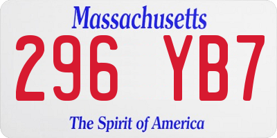 MA license plate 296YB7