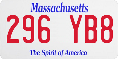 MA license plate 296YB8
