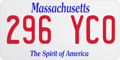 MA license plate 296YC0