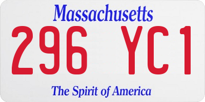 MA license plate 296YC1