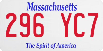 MA license plate 296YC7