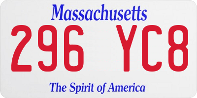 MA license plate 296YC8