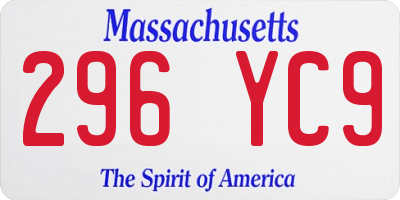 MA license plate 296YC9