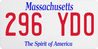 MA license plate 296YD0