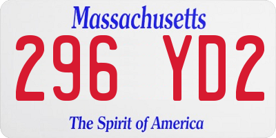 MA license plate 296YD2